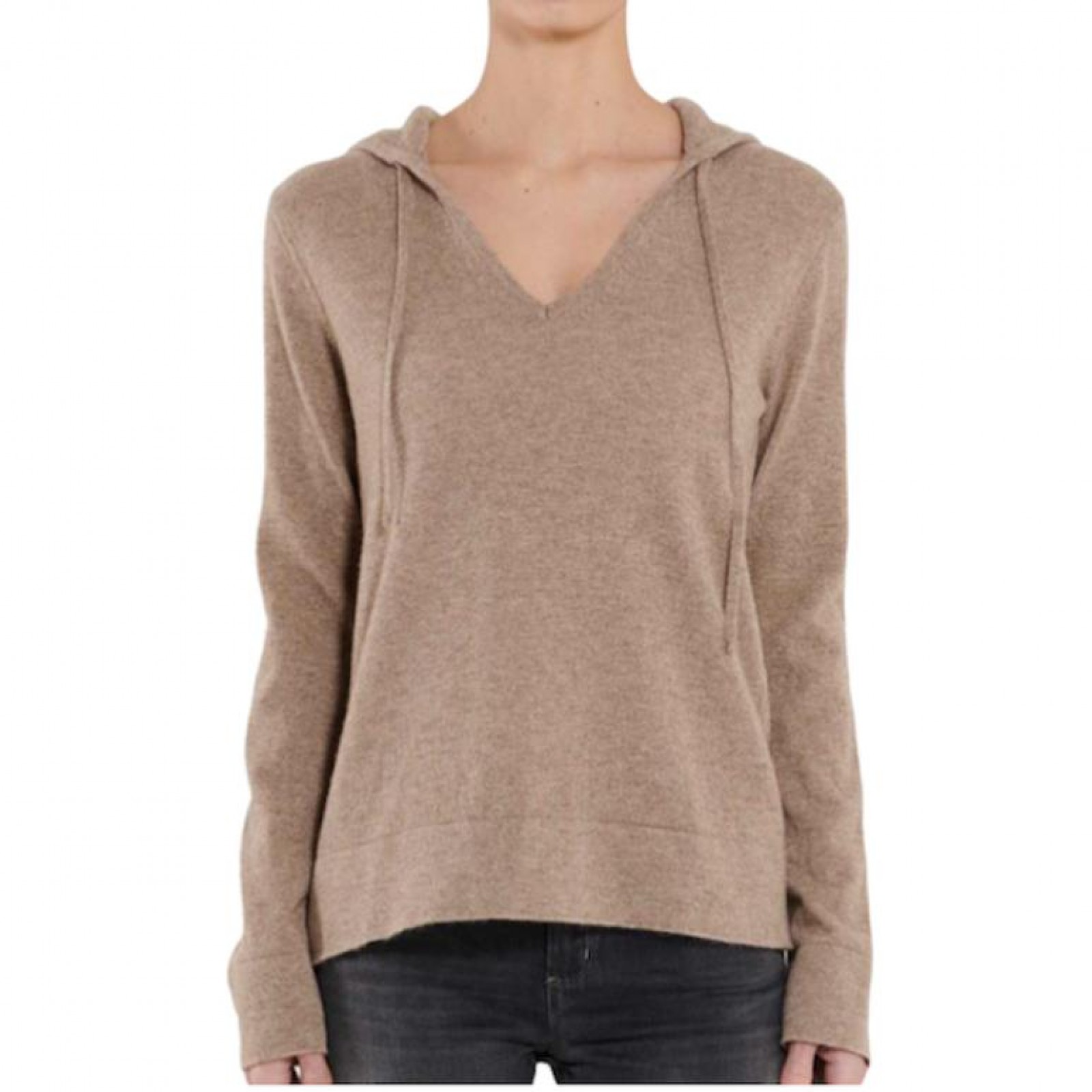 Cashmere V Neck Hoodie