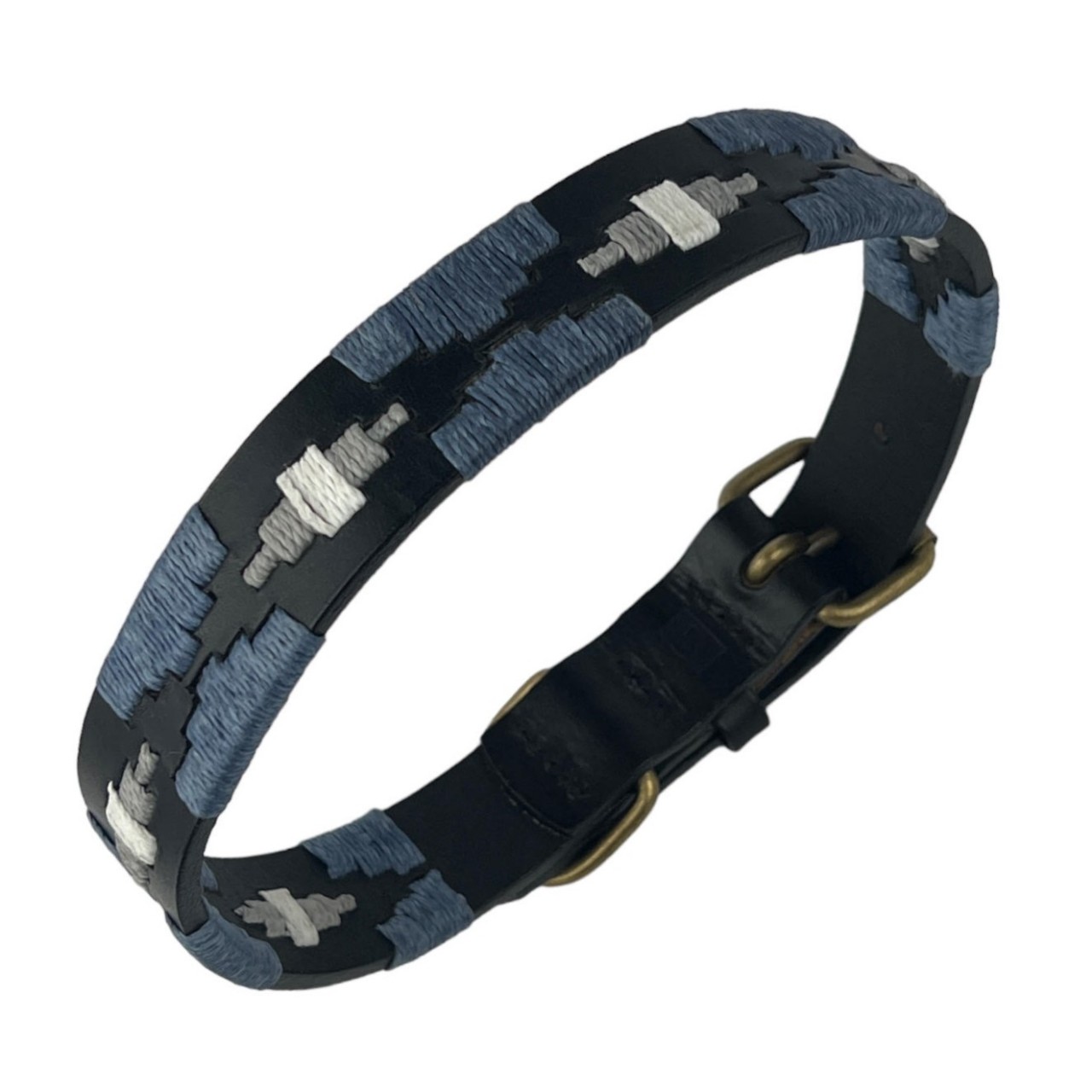 DOG COLLAR - POLO BELT BLACK AND BLUE