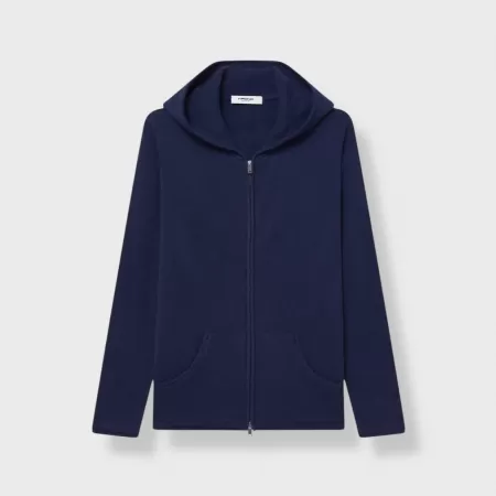 Cashmere Zip Hoodie Navy Blue Cashmere Zip Hoodie Navy Blue