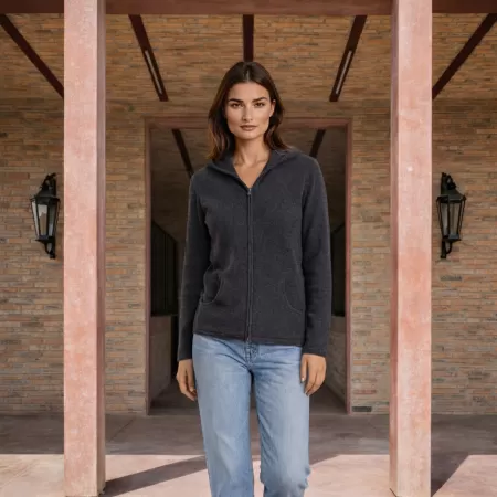 Cashmere Zip Hoodie Charcoil Cashmere Zip Hoodie Charcoil