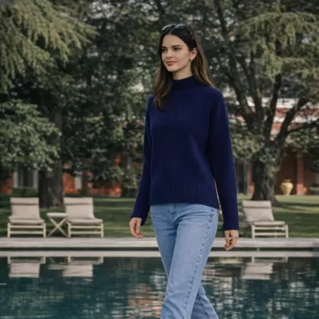 Cashmere Turtle Neck Sweater Navy Blue Cashmere Turtle Neck Sweater Navy Blue